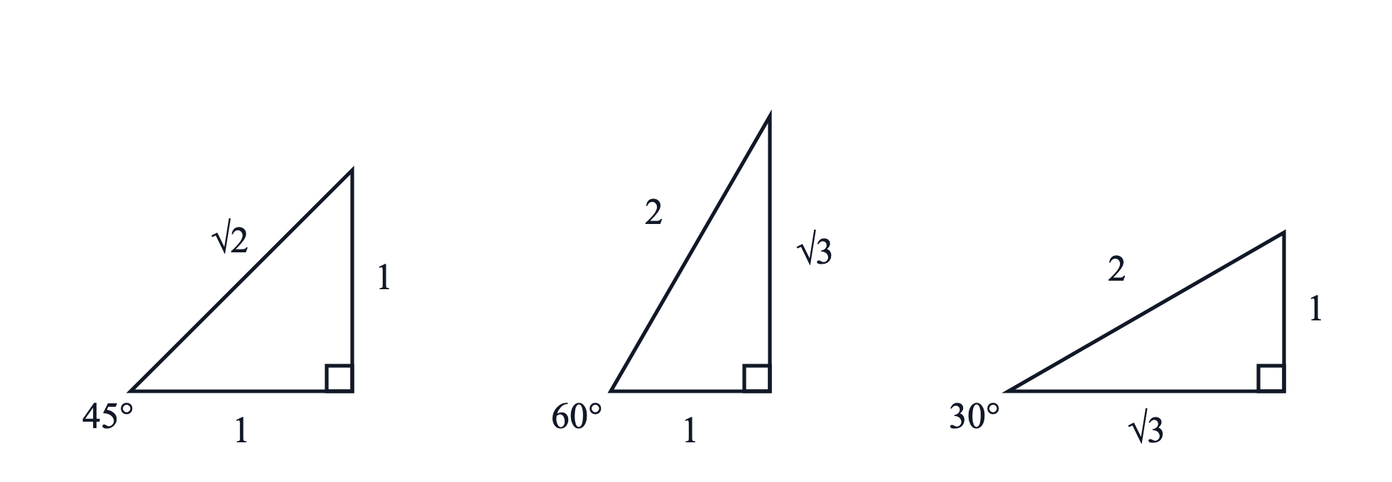 45-45-90 and 30-60-90 special right triangles